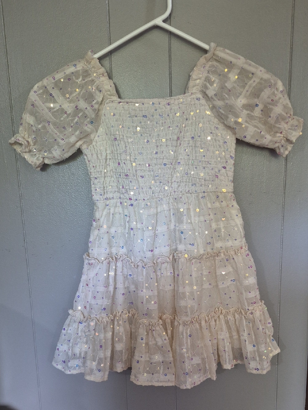 Rare Editions Ivory Sequin Dress with Iridescent Accents Size 4